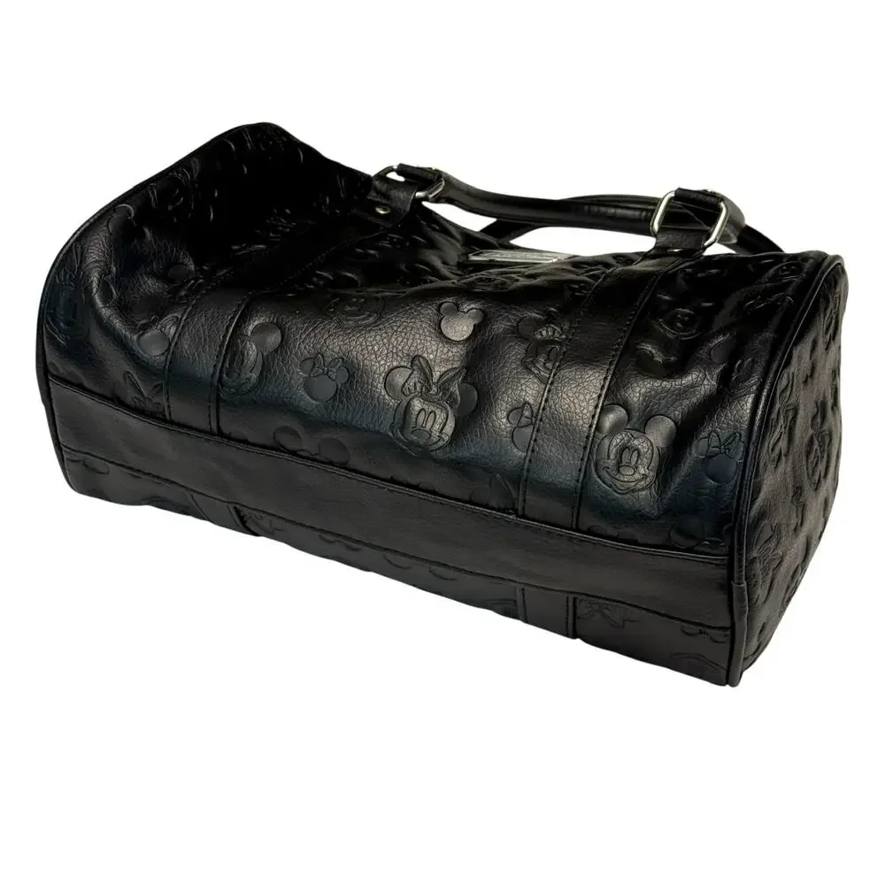 Disney Boutique Mickey & Minnie Mouse Black Faux Leather Barrel Satchel & Wallet